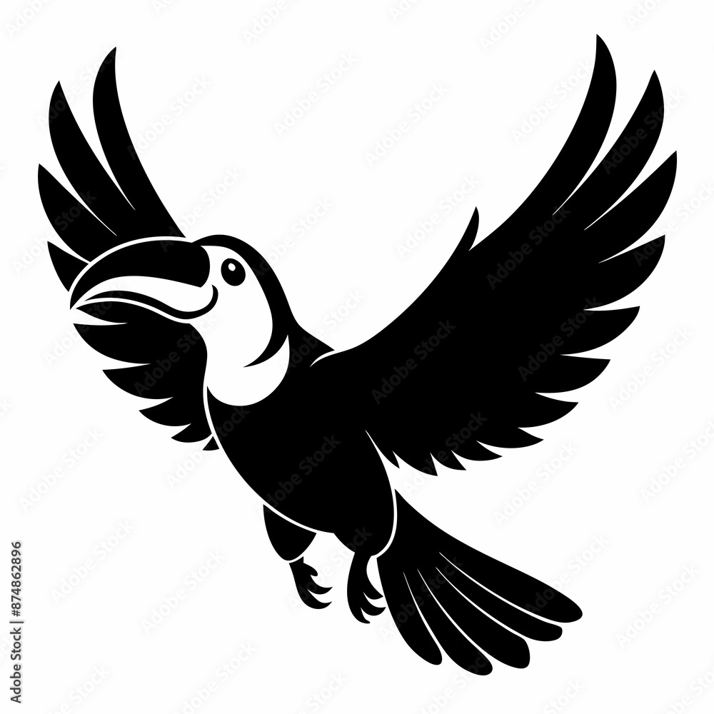Obraz premium Toucan vector illustration, bird isolated on white, Toucan silhouette, Toucan vector art