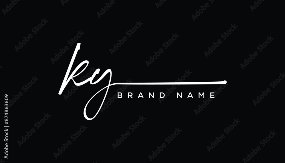 KY letter beauty handwriting vector logo. KY letter beauty handwriting vector logo.