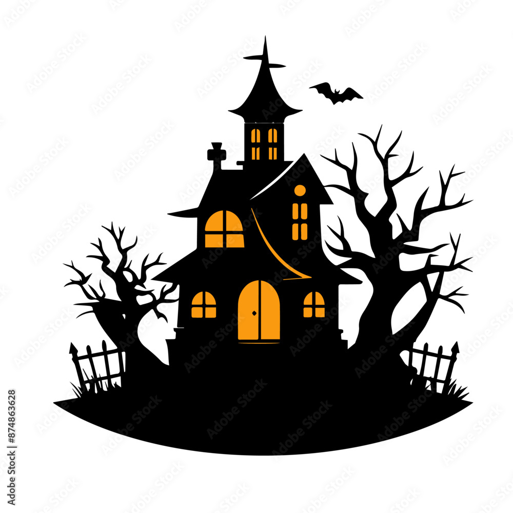 Halloween background with haunted house and bats. Vector Illustration. Halloween background with haunted house and bats. Vector Illustration.