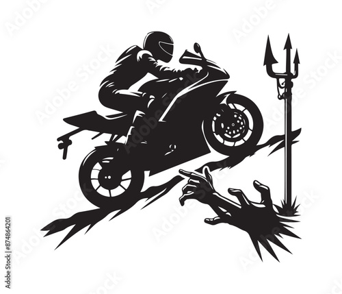 reaching motorcycle vector design, motorcycle clipart icon, vector silhouette vector style,white background