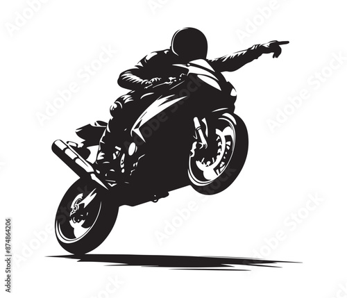 reaching motorcycle vector design, motorcycle clipart icon, vector silhouette vector style,white background