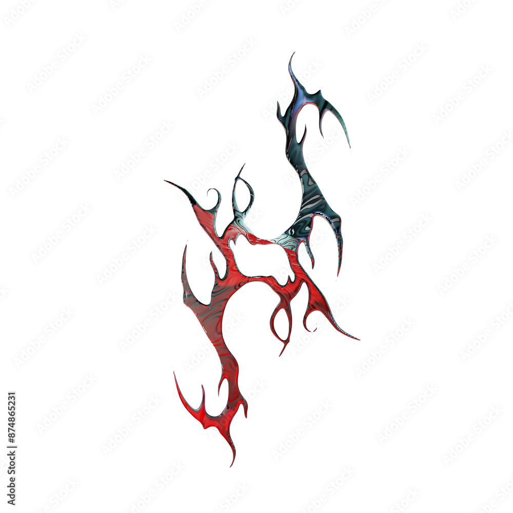 Fototapeta premium 3d rendering silver red neotribalism dark art element