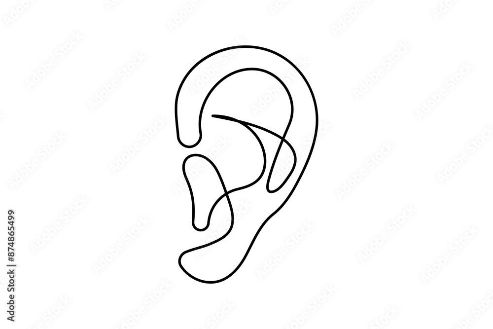 Human ear continuous one line drawing of isolated outline vector art illustration Human ear continuous one line drawing of isolated outline vector art illustration