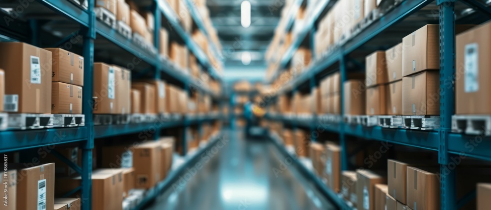 Cardboard Boxes on Warehouse Shelves. Cardboard Boxes on Warehouse Shelves.