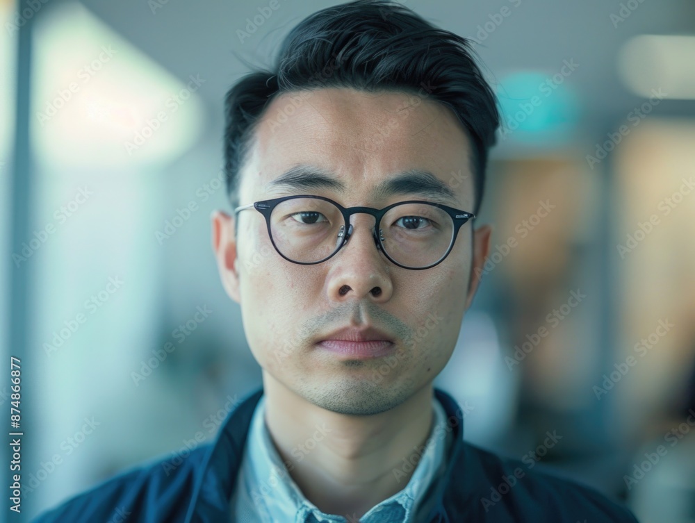 Man in Blue Shirt with Glasses Man in Blue Shirt with Glasses