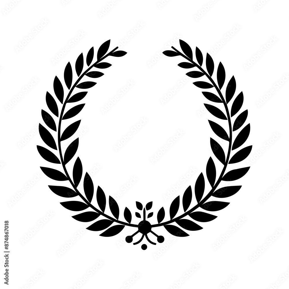 Simple black laurel wreath vector icon Simple black laurel wreath vector icon