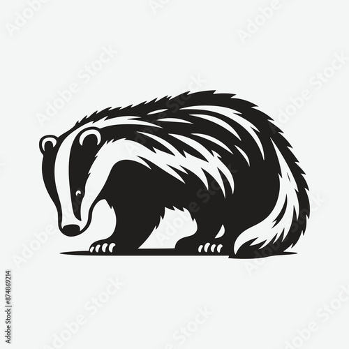 Print Majestic Badger Silhouette: Nature's Nocturnal Beauty