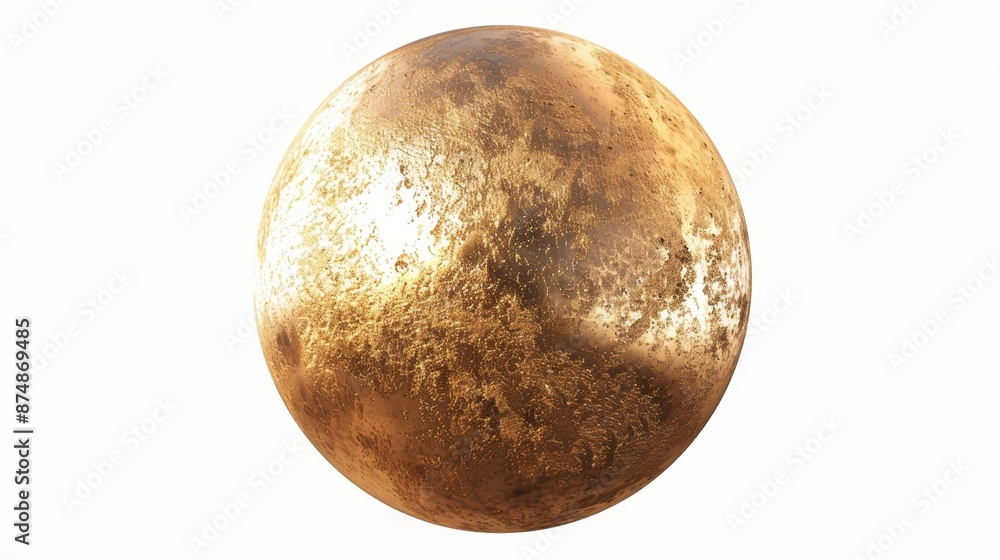 Glowing Gold Planet Illustration - Celestial 3D Rendered Clipart on White Background Glowing Gold Planet Illustration - Celestial 3D Rendered Clipart on White Background