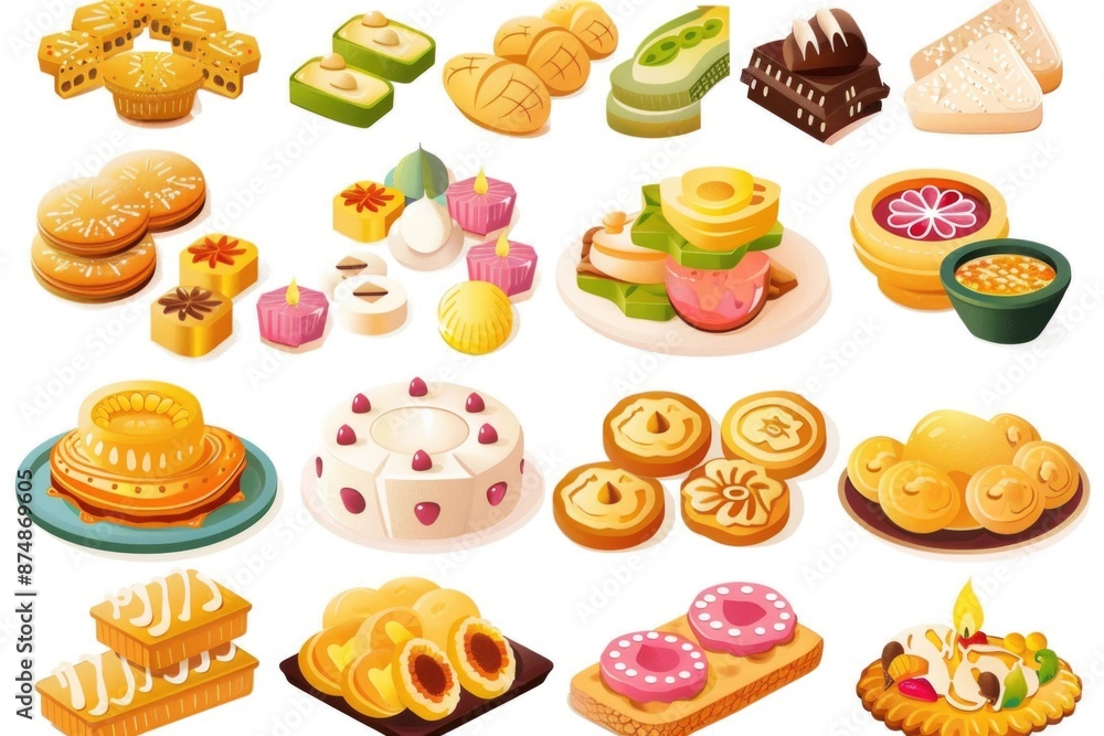 Variety of desserts and pastries Variety of desserts and pastries
