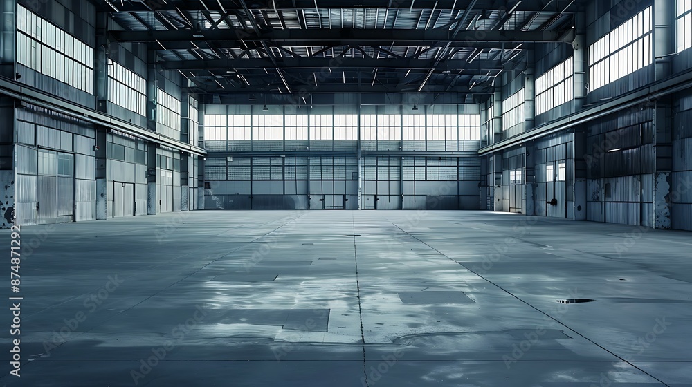 Background banner of an empty industrial warehouse Background banner of an empty industrial warehouse