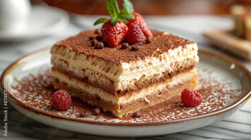 Delicious Tiramisu Dessert with Strawberries and Chocolate Delicious Tiramisu Dessert with Strawberries and Chocolate