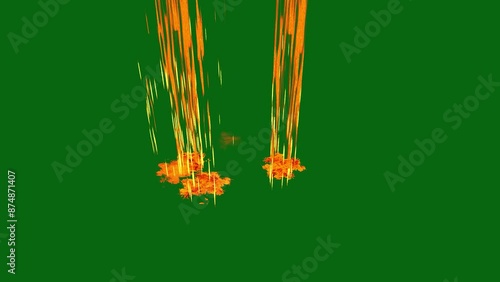 Meteor Strike Explosion with Descending Streaks on Green Screen for Dynamic VFX and Action-Packed Sequences