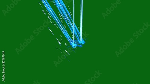 Light Beam Impact with Splash Effect - Green Screen Energy Strike