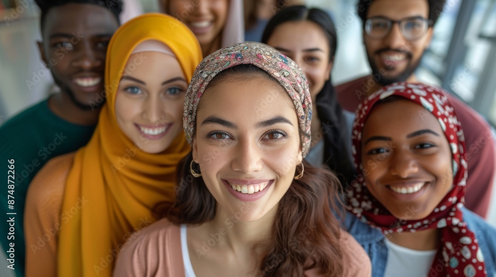 A group of diverse people smiling together, symbolizing unity and friendship. A group of diverse people smiling together, symbolizing unity and friendship.