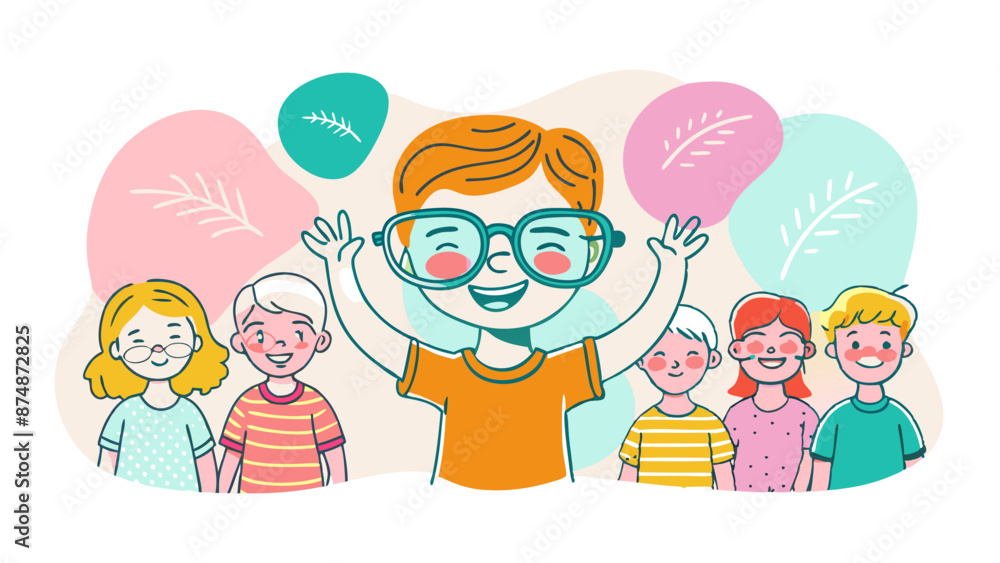 Happy Children Celebrating at a Vibrant Cartoon Party