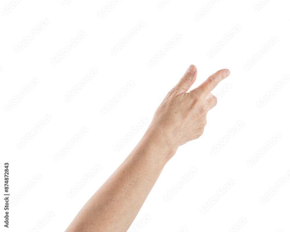 mid aged woman hand reaching gesture isolated on white mid aged woman hand reaching gesture isolated on white