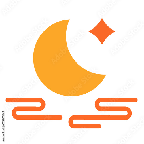 moon and star flat icon design