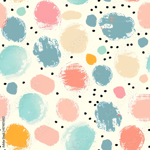 A seamless pattern with colorful watercolor circles