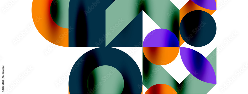 Metal color circles with shadows and other geometric elements composition for wallpaper, banner, background or landing Metal color circles with shadows and other geometric elements composition for wallpaper, banner, background or landing