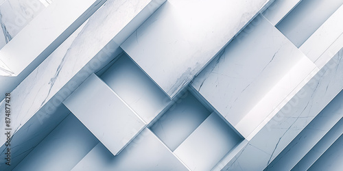 Abstract geometric background with overlapping white marble blocks creating a 3D pattern


