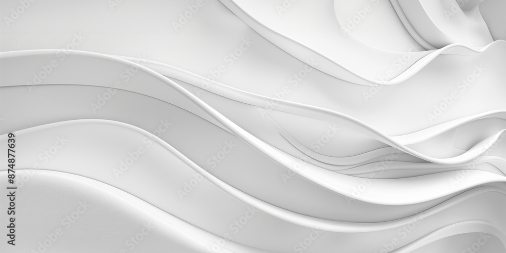 Fototapeta premium Abstract white background with flowing, curvaceous layers creating a smooth, wave-like design