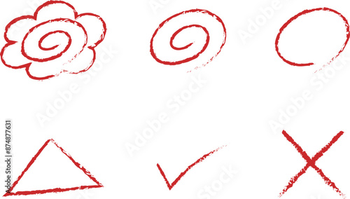 手描きの採点マークイラスト素材