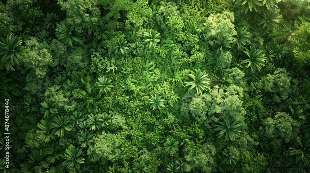 Fototapeta premium A Top View Of A Green Forest, Highlighting A Healthy Ecosystem