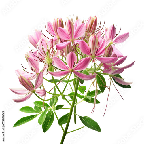 Cleomaceae, Showy Spider Flower isolate on transparent png.
 photo