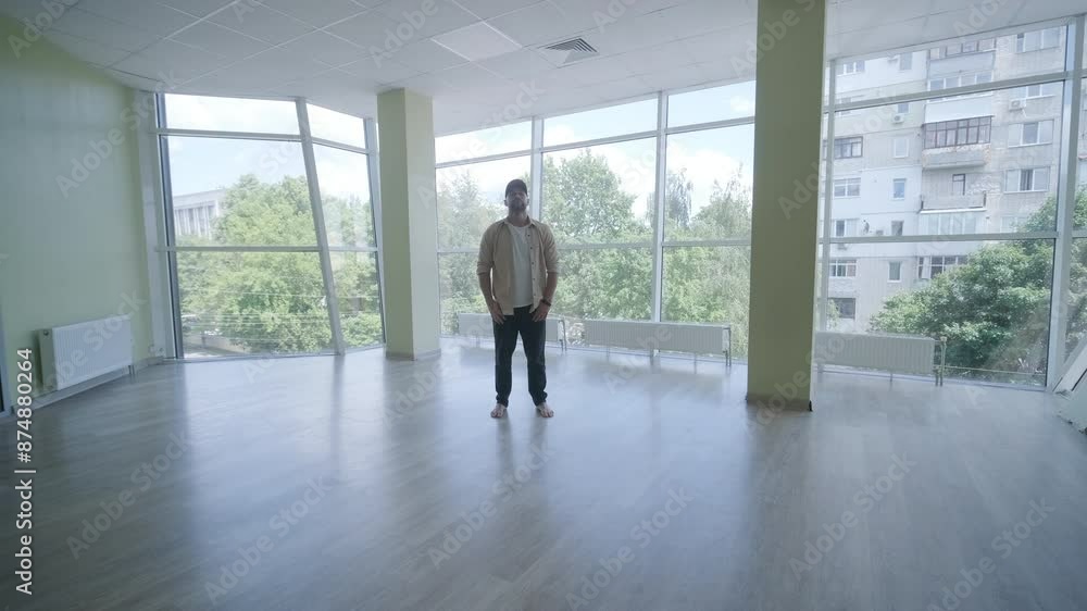 Man Breakdancing in Modern Studio Man Breakdancing in Modern Studio
