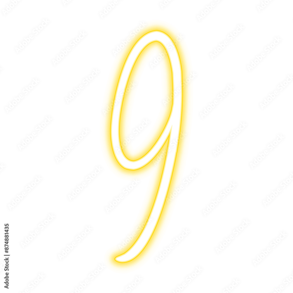 Illustration of neon number. Pink luminous number 9 isolated on transparent background. Illustration of neon number. Pink luminous number 9 isolated on transparent background.