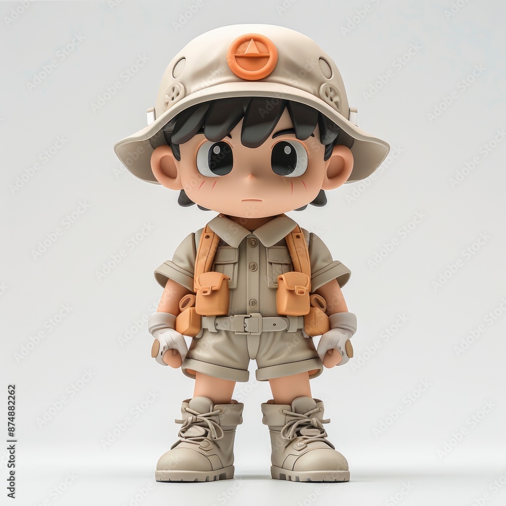 3D Rendering Of A Boy Dressed As A Scout, Isolated On A White Background 3D Rendering Of A Boy Dressed As A Scout, Isolated On A White Background
