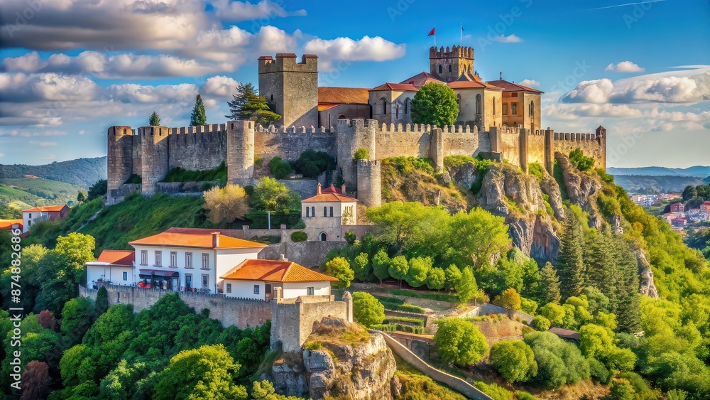 Fototapeta premium Medieval castle located in Leiria, Portugal, castle, Leiria, Portugal, medieval, architecture, historic, landmark