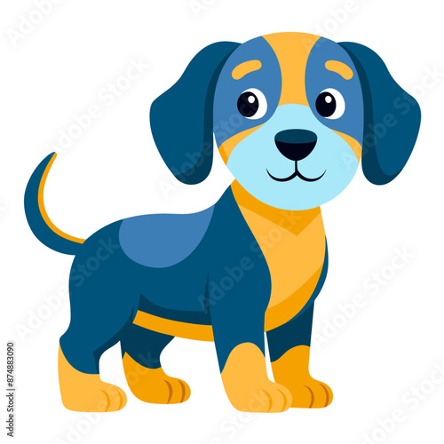 Adorable Playful Puppy with Floppy Ears and Wagging Tail Heartwarming Pet Vector photo