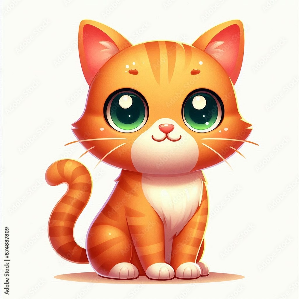 Cat cartoon with transparent white background, generated by AI Cat cartoon with transparent white background, generated by AI