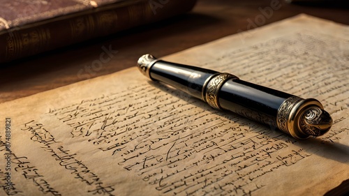 Image of Pen and Paper with Symbols of Education