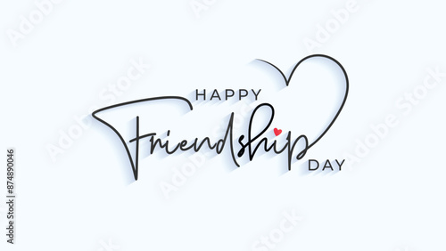 Happy Friendship Day Typography. Hand drawn modern vector calligraphy. Simple inscription with swashes, wavy lettering text. 4 August International Friendship Day greeting card and Social Media Cover