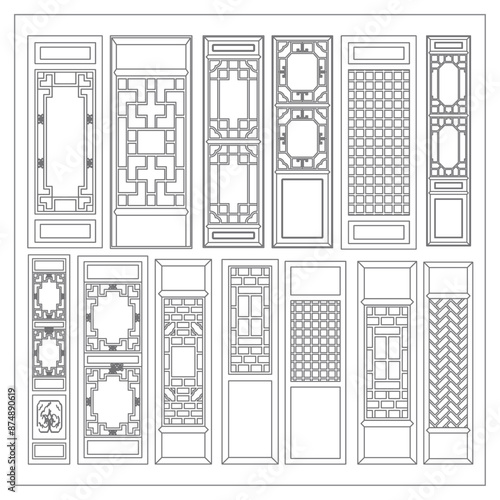 Chinese architectural door and window screen patterns