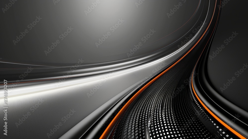 Grey tech background with bright curved tech lines Grey tech background with bright curved tech lines