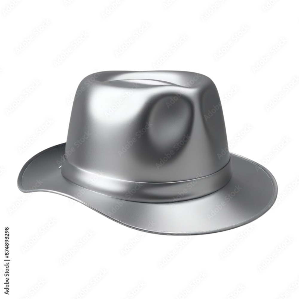 Silver metal hat on Isolated transparent background png. generated with AI Silver metal hat on Isolated transparent background png. generated with AI