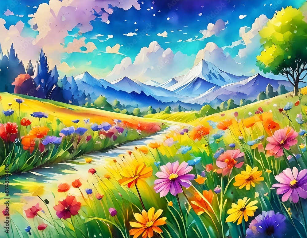 Fototapeta premium New Abstract artistic background. artistic conception landscape painting, new digital painting texture. Ink landscape painting. modern Art. 