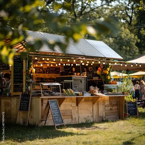 Solar Powered Outdoor Festival with Renewable Energy Stages and Food Stalls photo