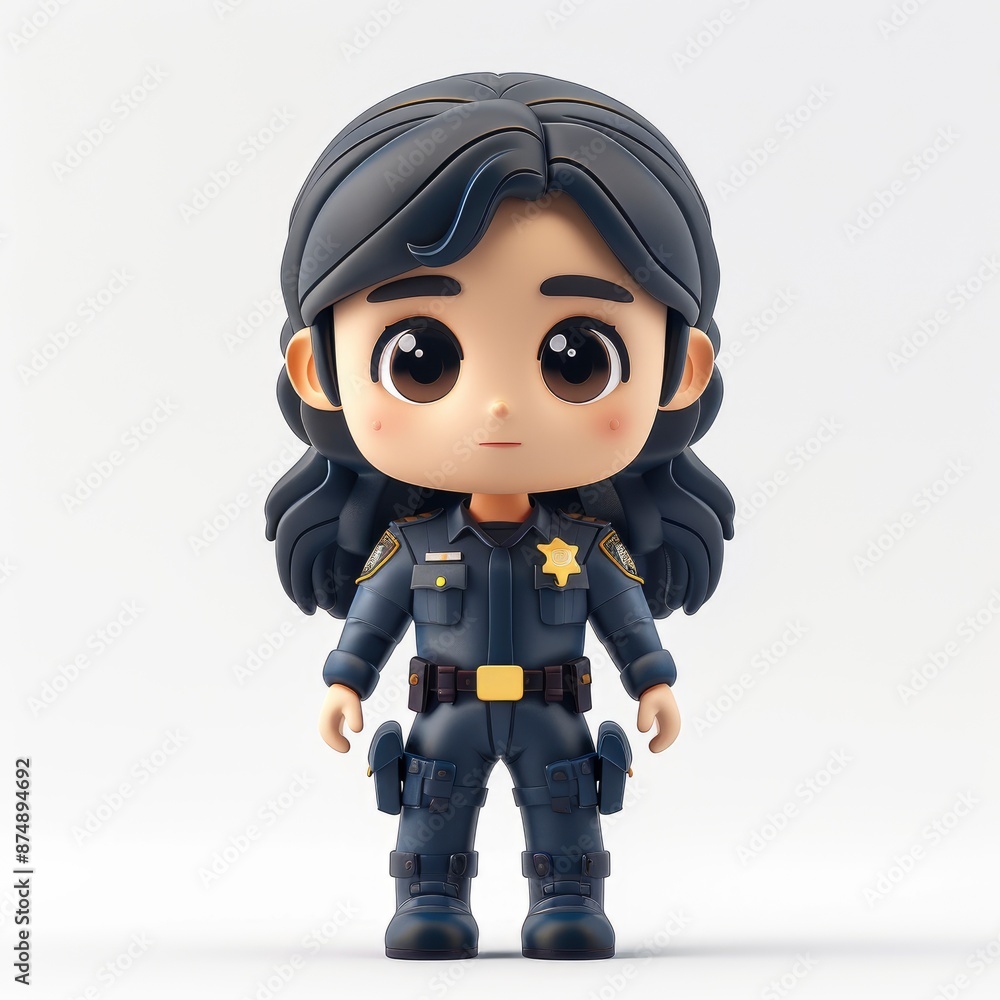 Cartoon Style Policewoman On A White Background In A 3D Illustration Cartoon Style Policewoman On A White Background In A 3D Illustration