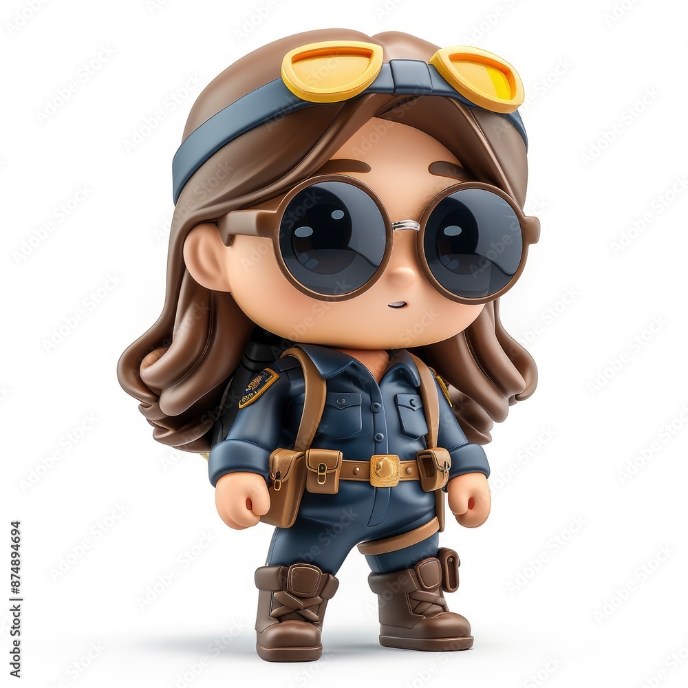 Cartoon Style Policewoman On A White Background In A 3D Illustration Cartoon Style Policewoman On A White Background In A 3D Illustration