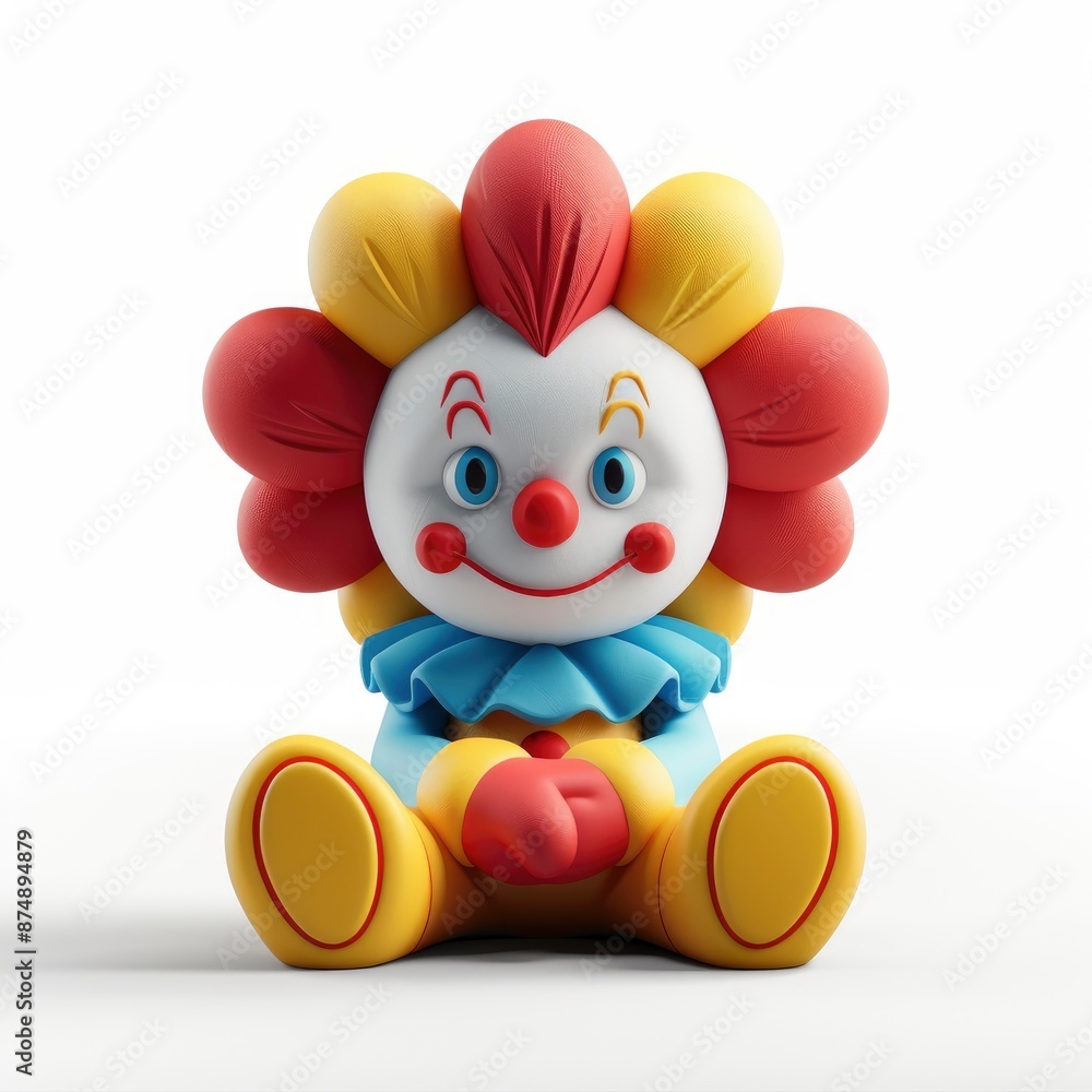 Naklejka premium Clown Doll In A 3D Rendering, Isolated On A White Background (Psd Illustration Template