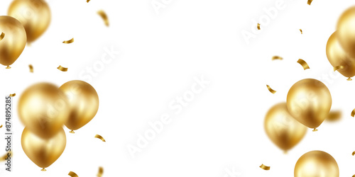 Beautiful golden balloon background for festive decoration. Vector illustration.
