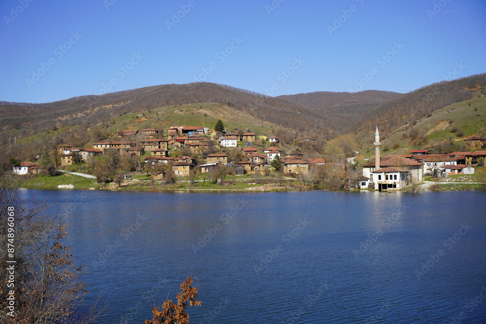 Lake and Village in Pazaryeri, Bilecik, Turkiye Lake and Village in Pazaryeri, Bilecik, Turkiye