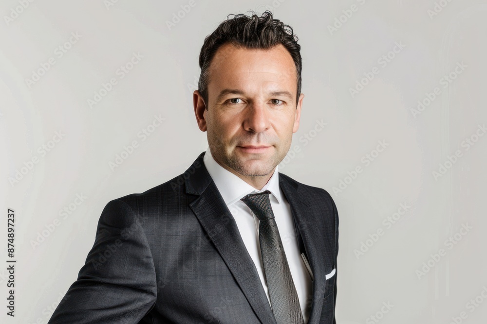 Hotel manager handling VIP guest check-ins, wearing a formal suit, looking professional and friendly, Portrait half-body, hyper-realistic, high detail, photorealistic, white background, studio Hotel manager handling VIP guest check-ins, wearing a formal suit, looking professional and friendly, Portrait half-body, hyper-realistic, high detail, photorealistic, white background, studio