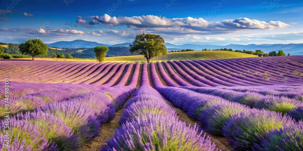 Scenic view of lavender fields in Beautiful Provence, France, lavender, fields, rural, countryside, landscape, agriculture Scenic view of lavender fields in Beautiful Provence, France, lavender, fields, rural, countryside, landscape, agriculture