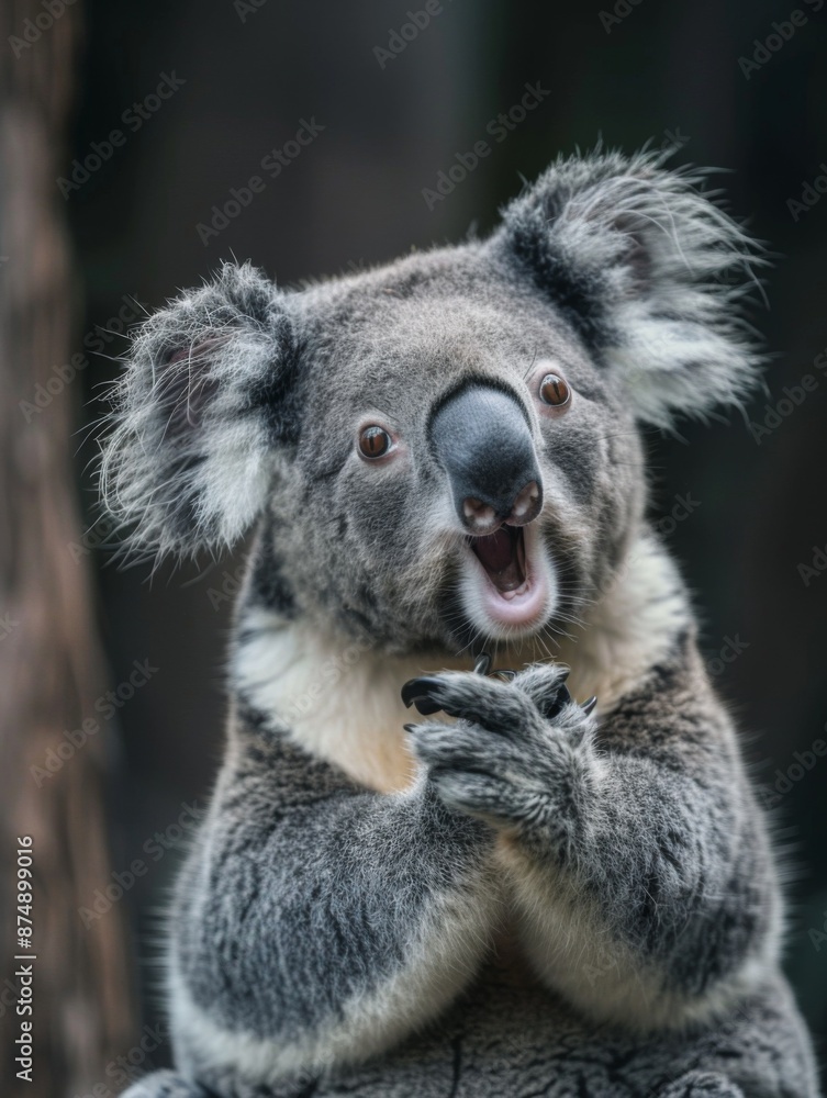 Obraz premium Very surprised koala with open mouth