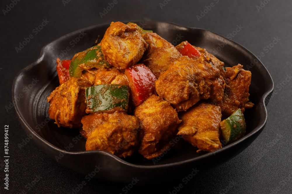 Chicken Jalfrezi is Chicken Meat, Bell Pepers, Onions and Tomatoes in Rich Hot Curry Sauce. Chicken Jalfrezi is Chicken Meat, Bell Pepers, Onions and Tomatoes in Rich Hot Curry Sauce.